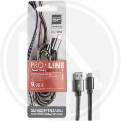 CAVO SMARTPHONE USB TYPE C 1 MT METALLICO DARK GREY "PROLINE"