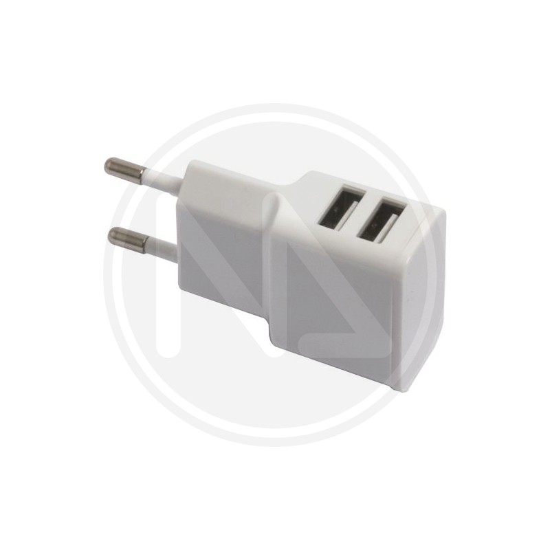POWER SUPPLY 2 USB 2.4A WHITE