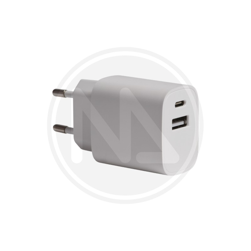 USB + TYPE C WHITE POWER SUPPLY FOR SMARTPHONE