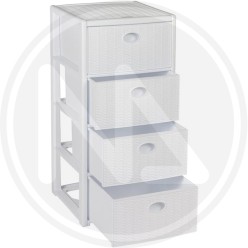 CHEST OF 4 DRAWERS in white rattan