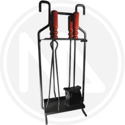 wrought iron fireplace set with wood handle "BRUNICO"