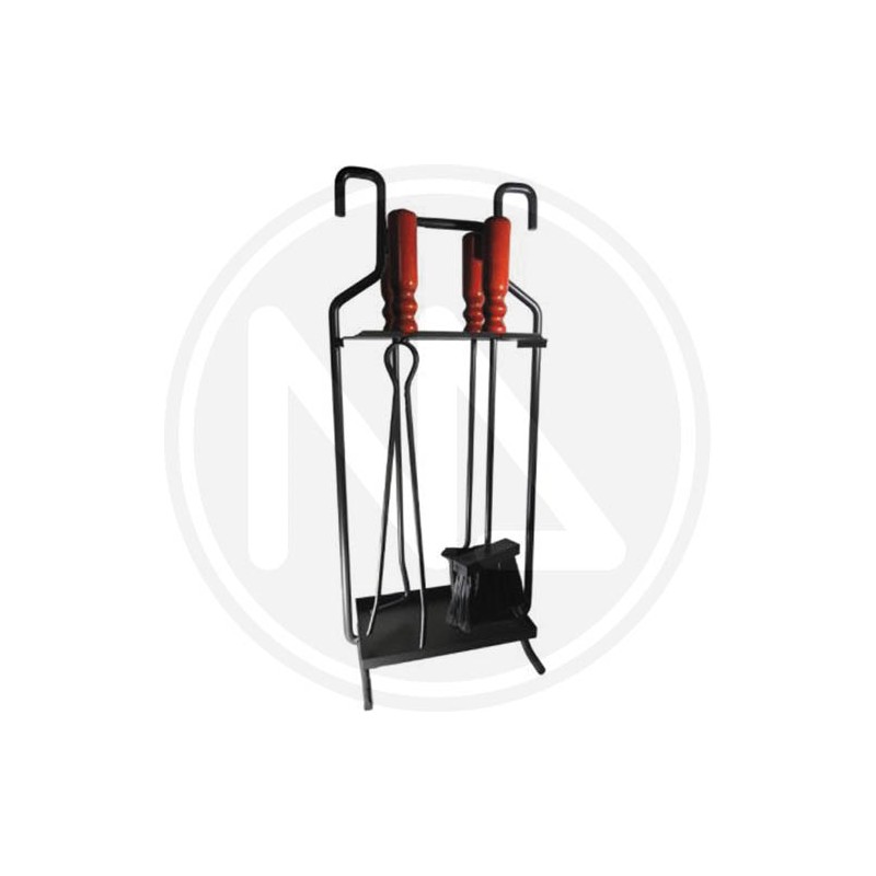 wrought iron fireplace set with wood handle "BRUNICO"