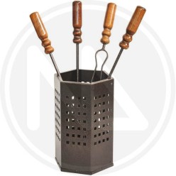 set camino in ferro battuto manico legno "ORTE"