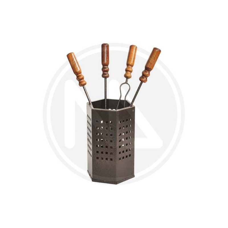 wrought iron fireplace set with wood handle "ORTE"