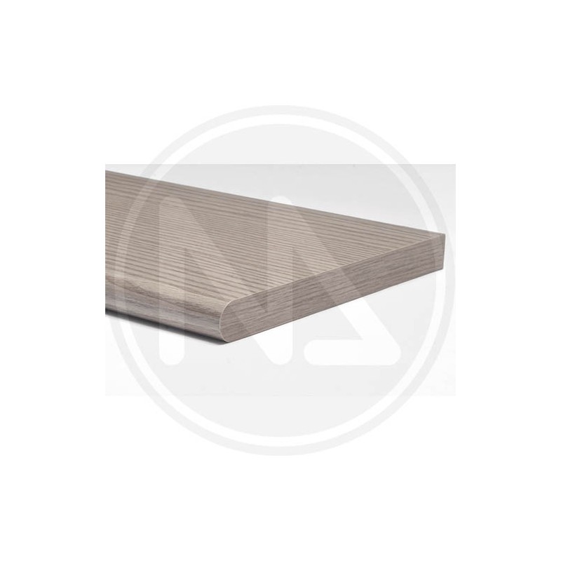 GRAY OAK melamine shelf with rounded border 25 mm.
