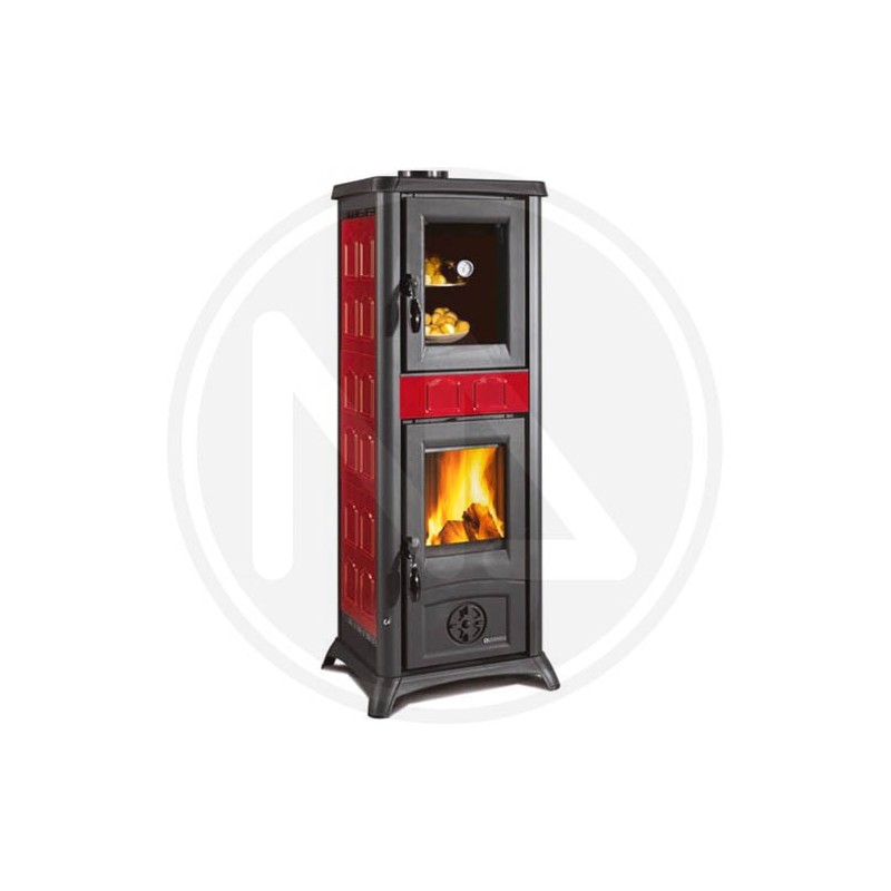 STUFA A LEGNA CON FORNO "GEMMA FORNO 5.0" BORDEAUX NORDICA
