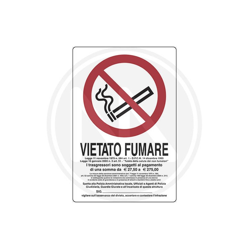 CARTELLO SEGNALETICo di informazione "VIETATO FUMARE"