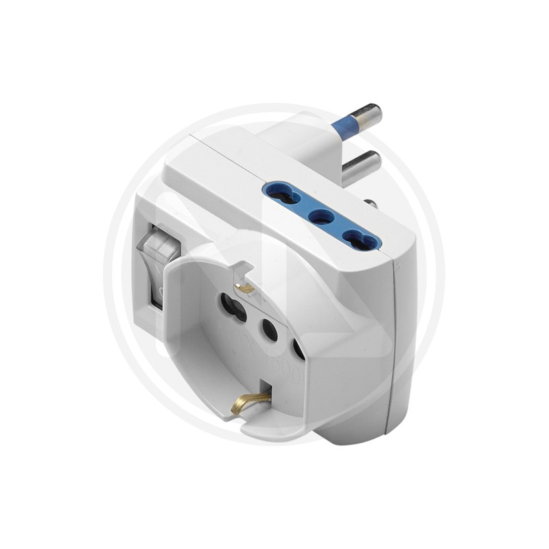 SPACE SAVING ADAPTER TRIPLR WHITE W/INT. 2 X 2P+T SCHUKO P40 MAURER