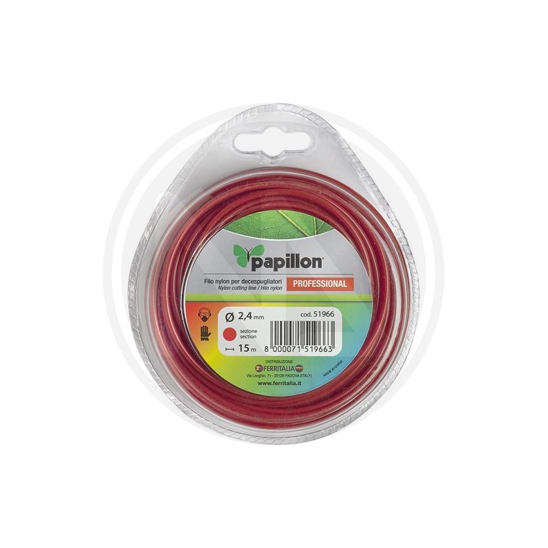 round nylon cutting line for brush cutters "professional" papillon - cf. blister