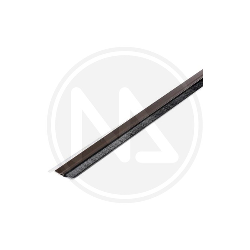BROWN rigid draught excluder with brush for the bottom of the door maurer