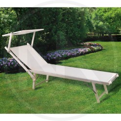 white HEAVY sea lounger with parasol papillon