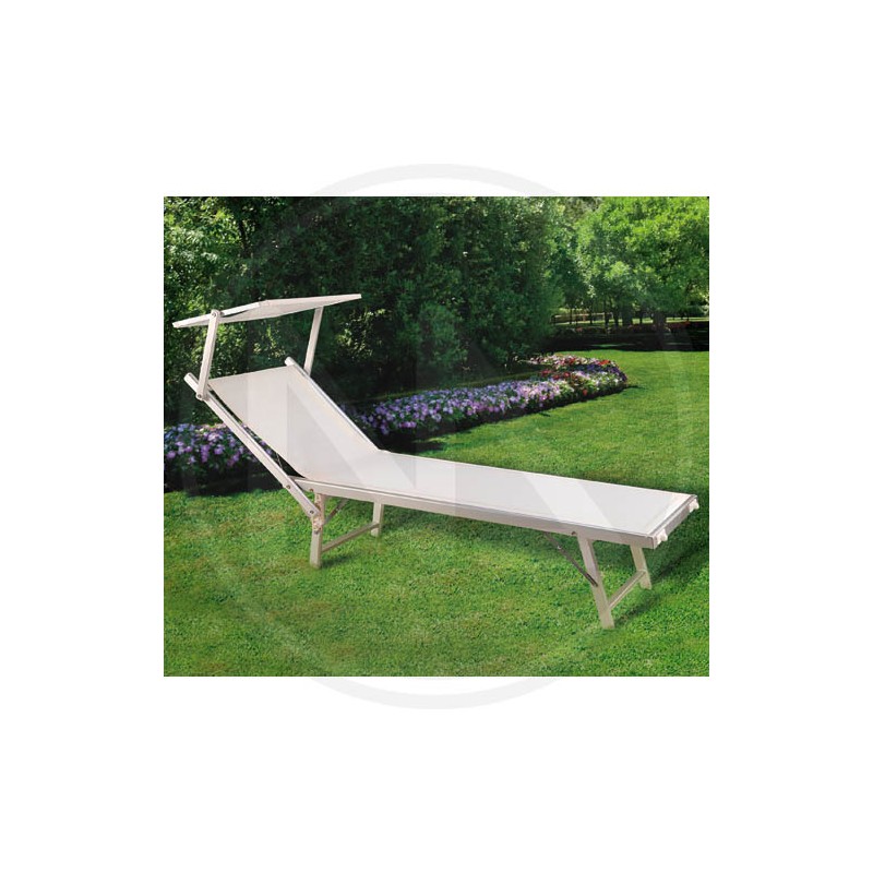 white HEAVY sea lounger with parasol papillon