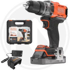CORDLESS DRILL DRIVER WITH LITHIUM BATTERY "BCD382D1XK-QW" B&D