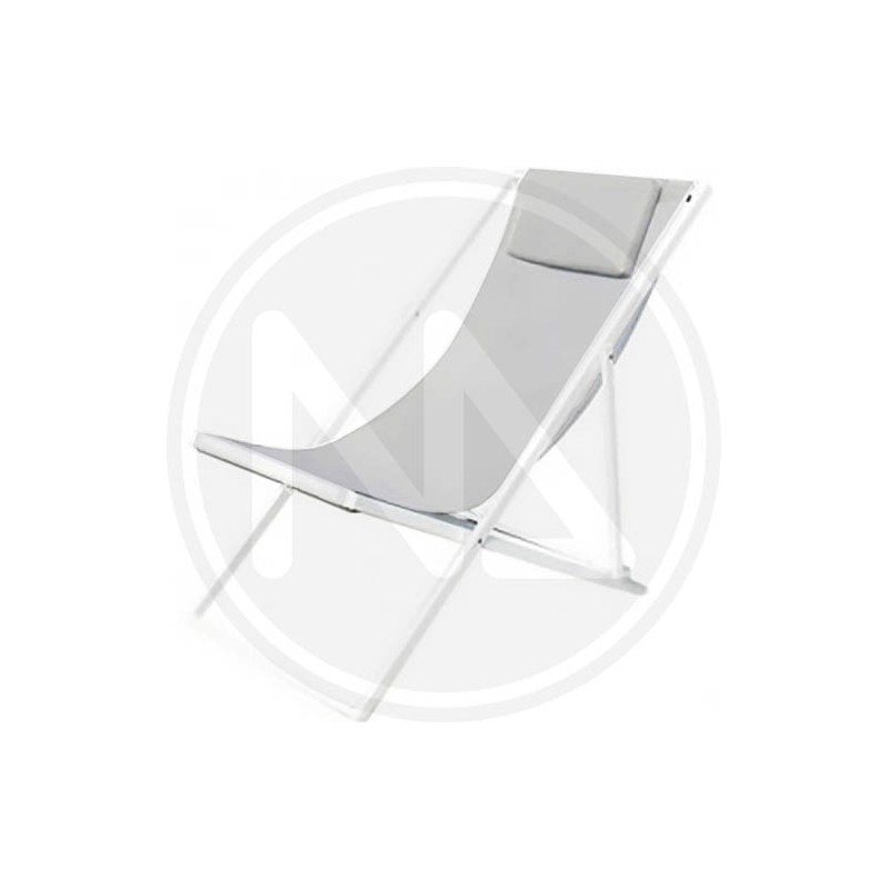 LIGHT GREY ALUMINUM DECKCHAIR WITH CUSHION