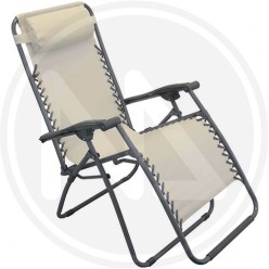 BEIGE "COMFORT" MULTIPOSITION STEEL DECK CHAIR