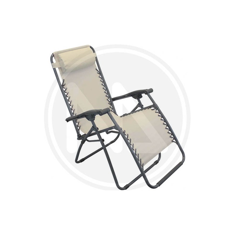 BEIGE "COMFORT" MULTIPOSITION STEEL DECK CHAIR