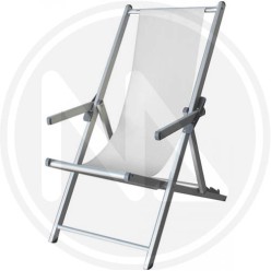 WHITE aluminum deckchair WITH ARMRESTS AND CUSHION
