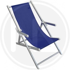 BLUE aluminum deckchair WITH ARMRESTS AND CUSHION