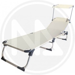 lettino da mare in alluminio bianco PANNA con parasole