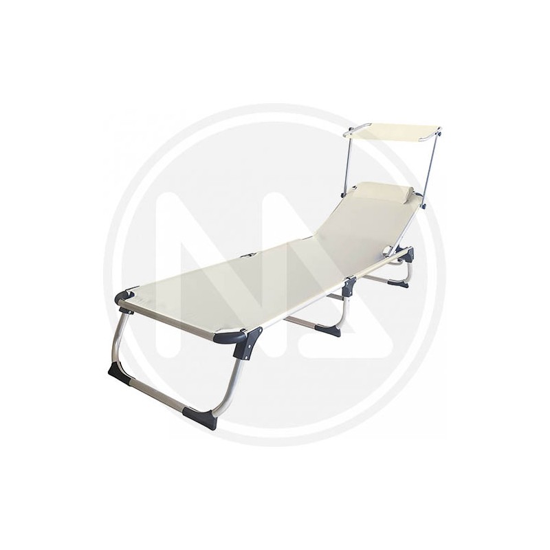 white aluminum beach lounger with parasol