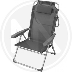 aluminium grey chair with cushion and arms