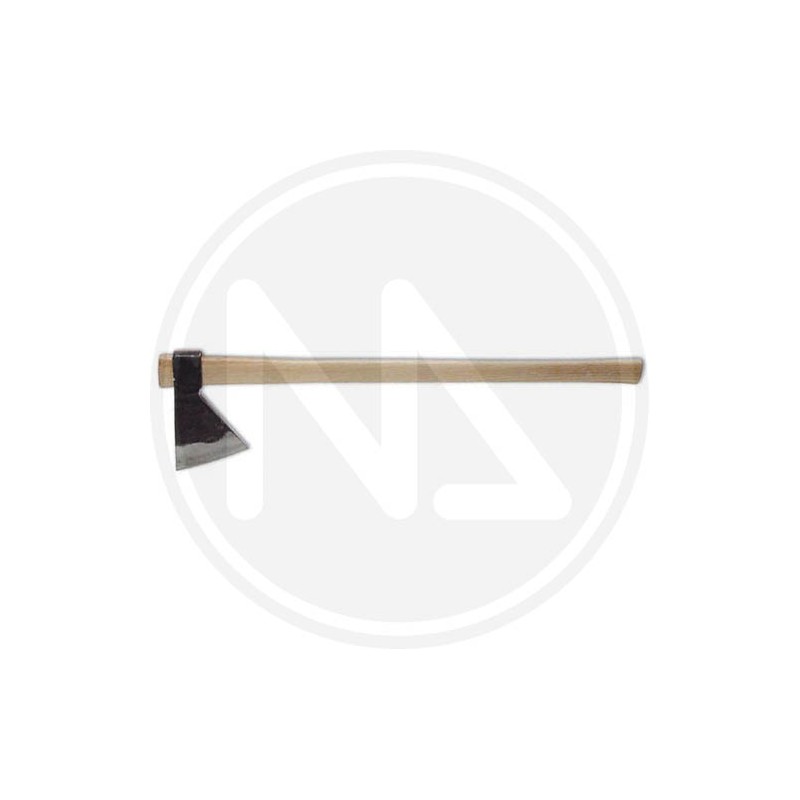 Splitting axe with wooden handle