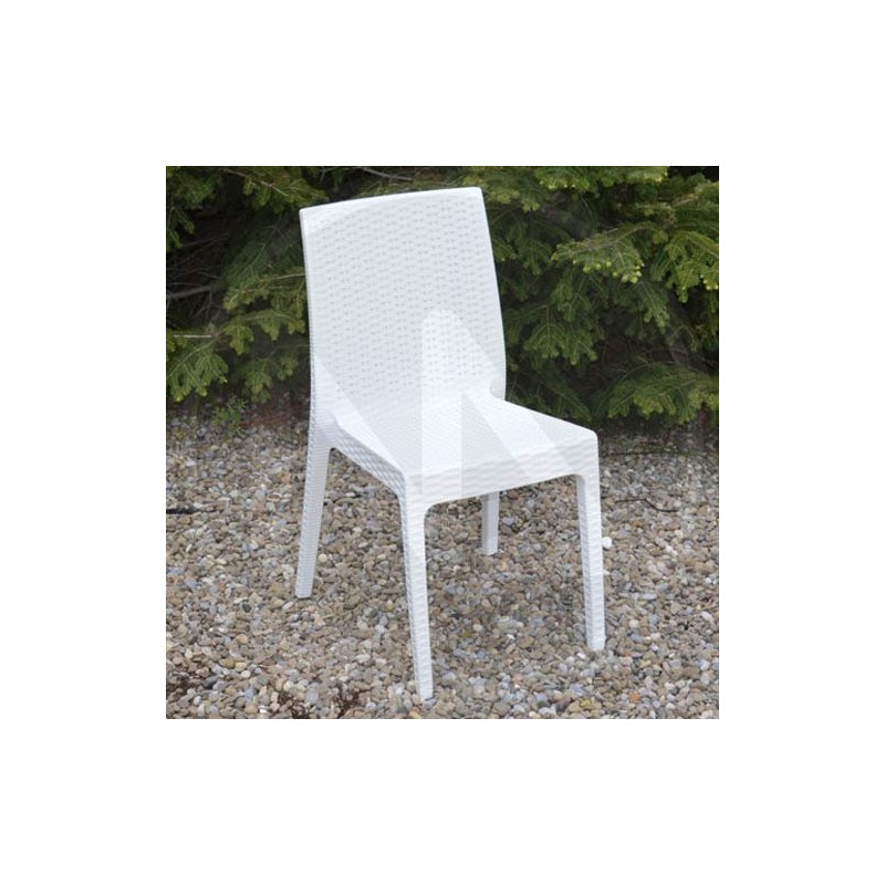 DOVE-WHITE RESIN RATTAN STYLE CHAIR "SELENE"