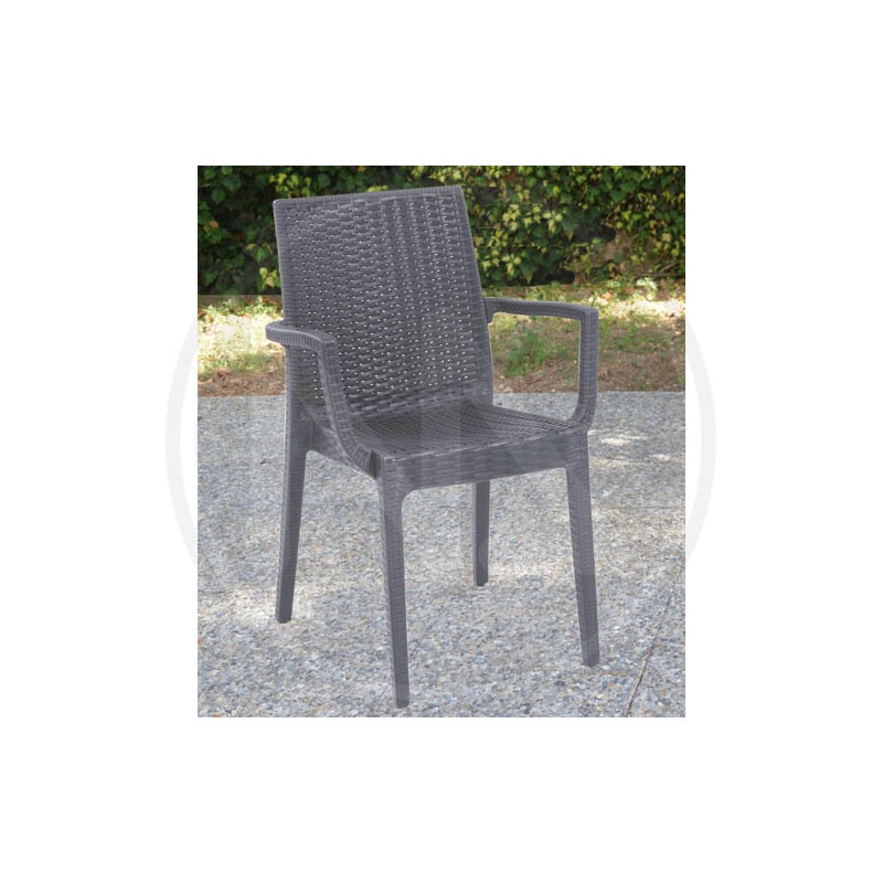 ANTHRACITE RESIN RATTAN STYLE ARMCHAIR "DAFNE"