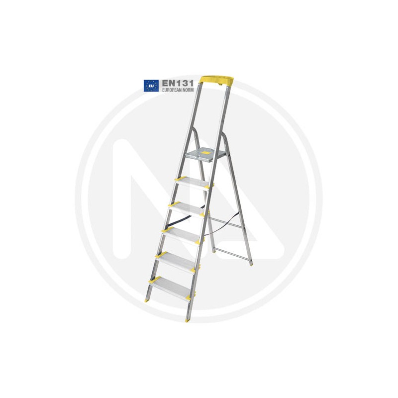 ALUMINUM DOMESTIC LADDER "REGARD" WITH STORAGE MAURER PLUS