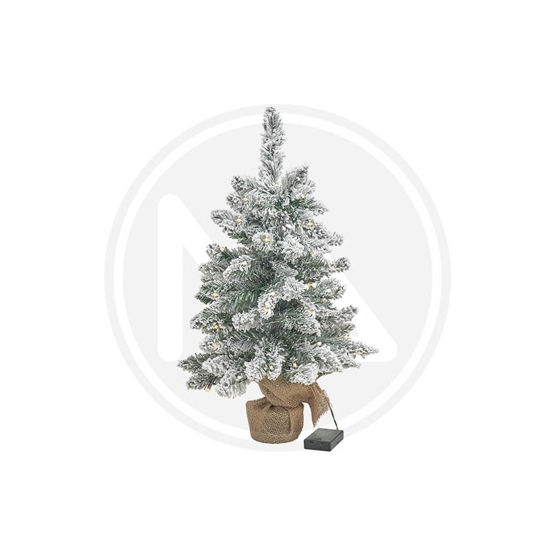 SMALL SNOW-COVERED TREE with BUILT-IN BATTERY-POWERED LIGHTS MAURER