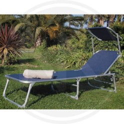 lettino da mare in alluminio BLU con parasole papillon