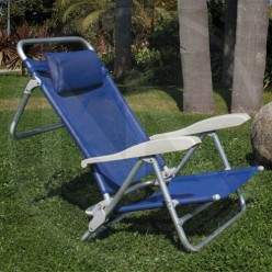 aluminium blu chair with cushion and arms papillon