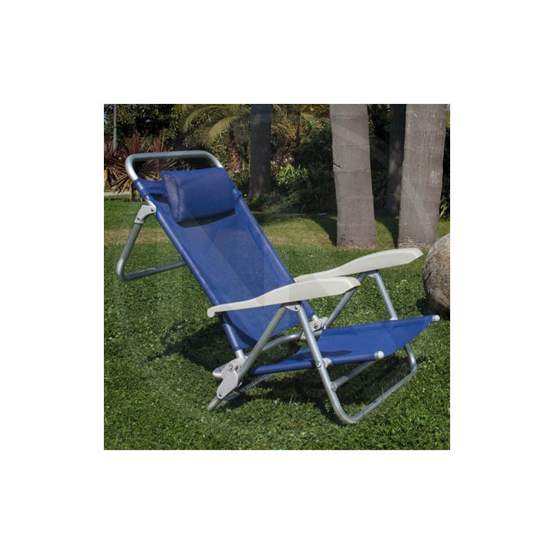 aluminium blu chair with cushion and arms papillon