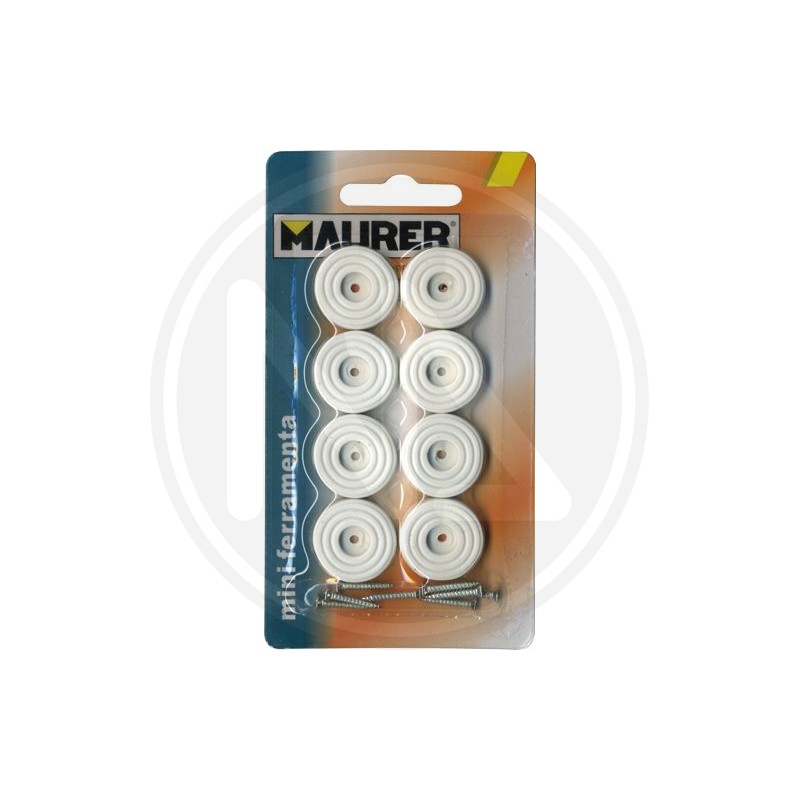 WHITE flat rubber tips under chairs with screws "one price" maurer