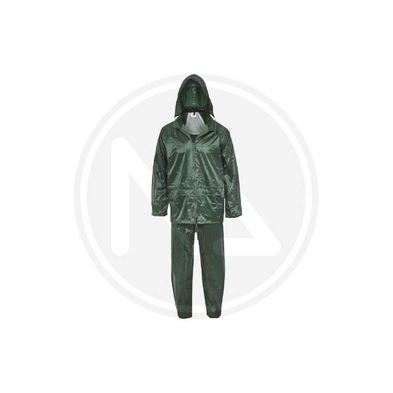 GREEN POLYESTER-PVC complete rainsuit maurer