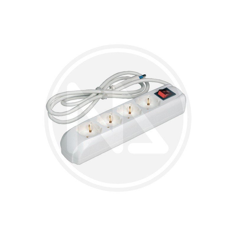 WHITE multisocket 4 DOUBLE schuko with interruptor maurer