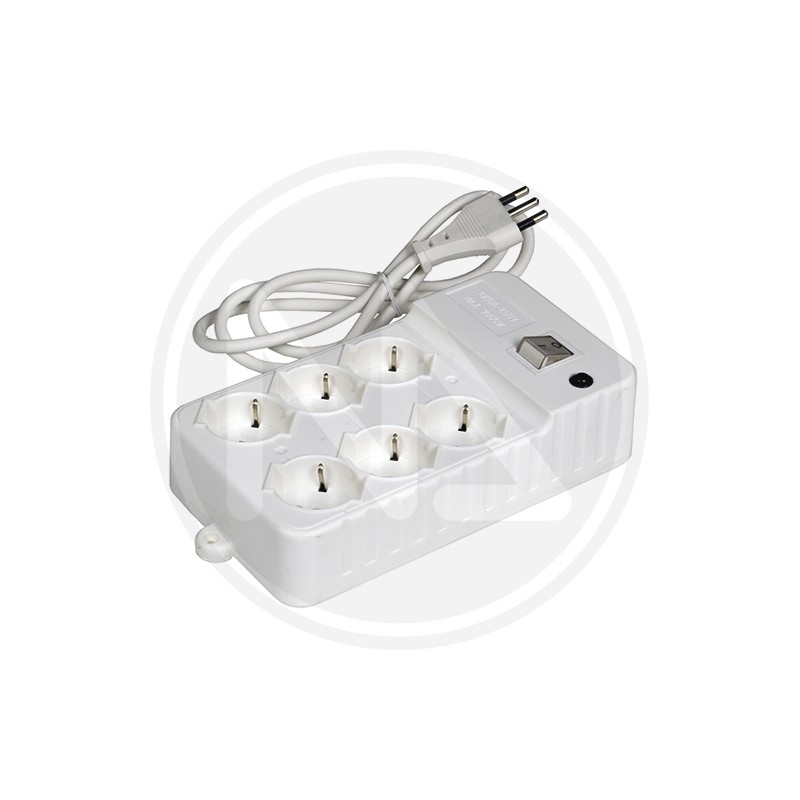 multisocket 6 schuko 2 places with interruptor+prot. mAURER