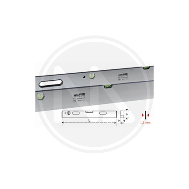 ALUMINIUM RULER WITH SPIRIT LEVEL "STOUT" MAURER PLUS
