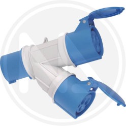 ADATTATORE INDUSTRIALE 2 prese CEE 2p+t ip 44 blu maurer PLUS