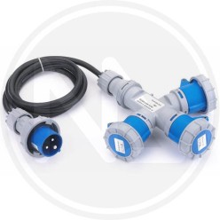 SYSTEM ADAPTER 1 PLUG + 3 SOCKETs WITH CABLE IP 67 BLU MAURER PLUS