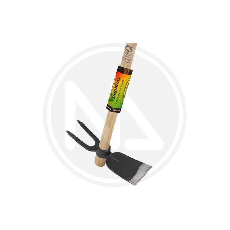 SQUARE FORGED HOE TWO PRONG WITH FSC WOODEN HANDLE PAPILLON