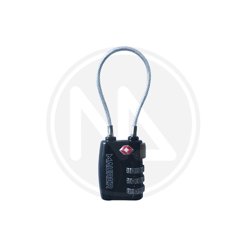 COMBINATION PADLOCK "tsa" WITH CABLE MAURER
