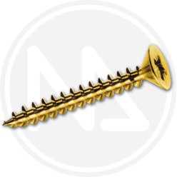 BRASSPLATED CHIPBOARD SCREWS CR FLAT HEAD 6 MM.