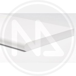 white melamine shelf with rounded border 18 mm.