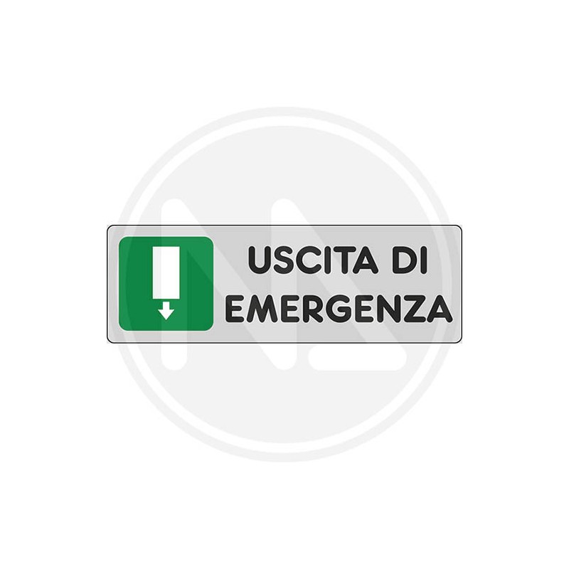 SEGNALETICA ADESIVA DI INFORMAZIONE ARGENTO "USCITA DI EMERGENZA"