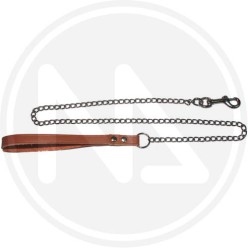 GUINZAGLIO in CUOIO con catena per cane