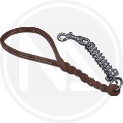 leather leash for dog with plait with spring