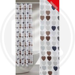 SHOWER CURTAIN IN POLYESTER "COLORED HEARTS"*