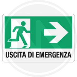 safety sign notice "EMERGENCY EXIT RIGHT"