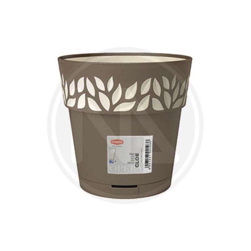 "CLOE" VASE WITH WATER RESERVE TAUPE "CLOE" VASE WITH WATER RESERVE TAUPE